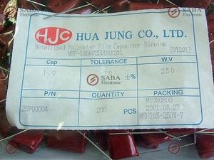 1UF250V=105-250V-Polyester