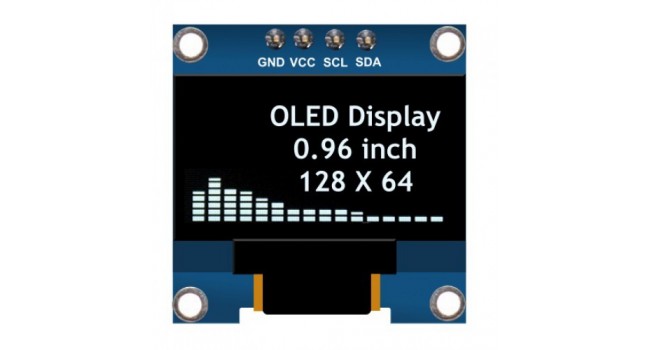 ماژول نمایشگر OLED سفید 0.96 اینچ دارای ارتباط I2C