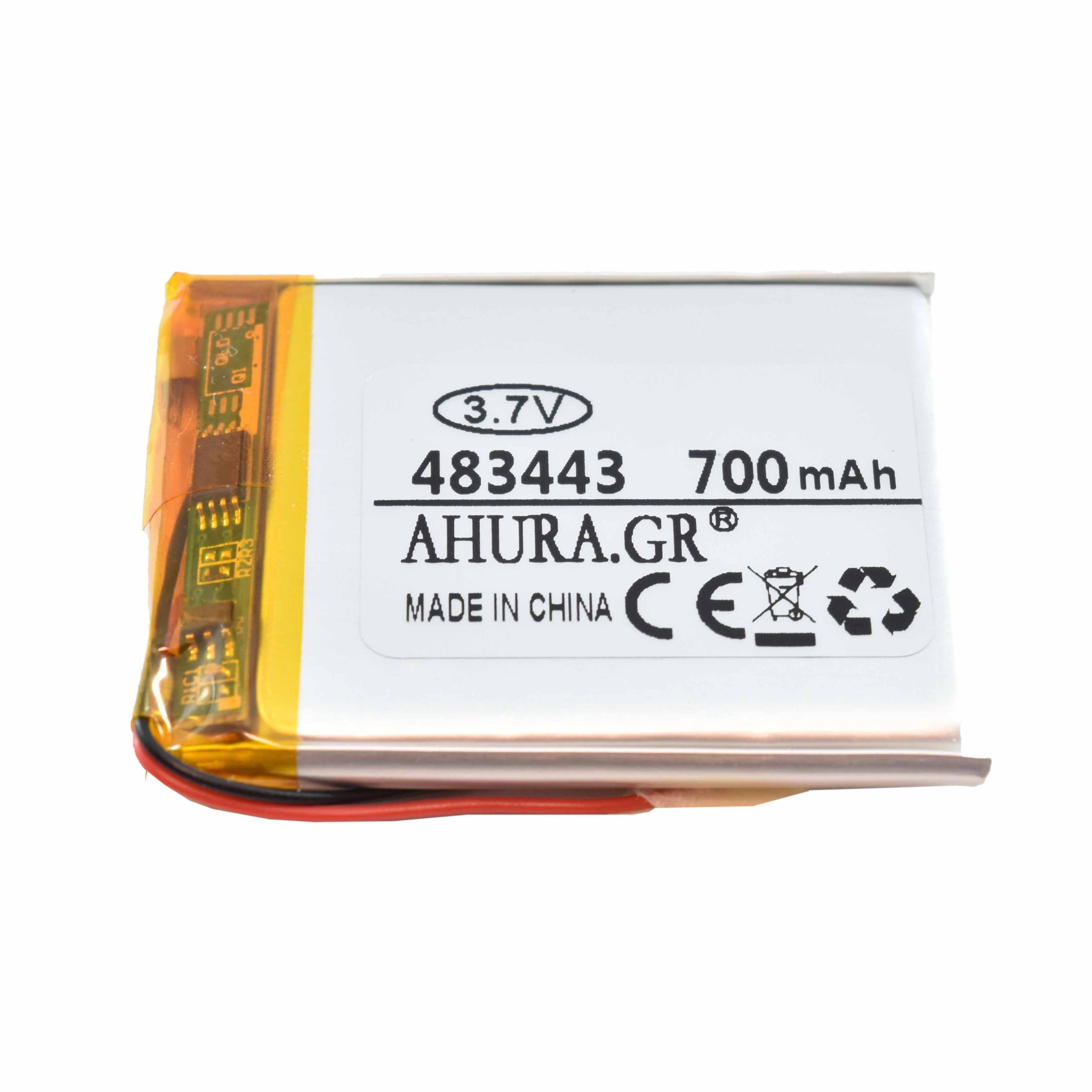 باتری لیتیوم پلیمر 3.7v ظرفیت 700mA ابعاد 483443