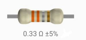 RES 0.33/2 W (مقاومت 0.33 اهم 2 وات 5 درصد)