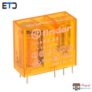 رله فیندر 230 ولت AC دو کنتاکت 8 آمپر (Finder(40.52
