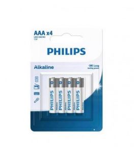 باتری نیم قلمی Alkaline فیلیپس 4 تایی کارتی