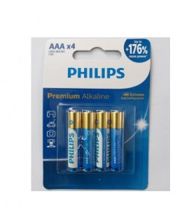 باتری نیم قلمی Premium Alkaline فیلیپس 4 تایی کارتی