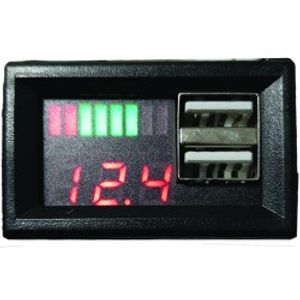 ولت متر 12 ولت همراه با USB و نشانگر باطری