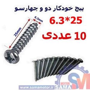 پیچ خودکار دو و چهارسو 25*6.3 بسته 10 عددی