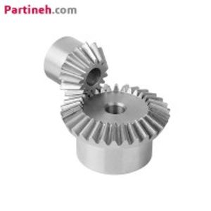 چرخ دنده مخروطی مدول 1.5 با تعداد دندانه 15 و 30 و نسبت تبدیل 1:2 برند OBC