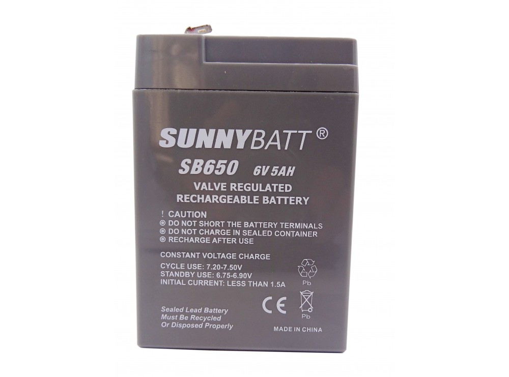 باتری خشک 6 ولت 5 آمپر ساعت مارکSUNNYBATT مدل SB650