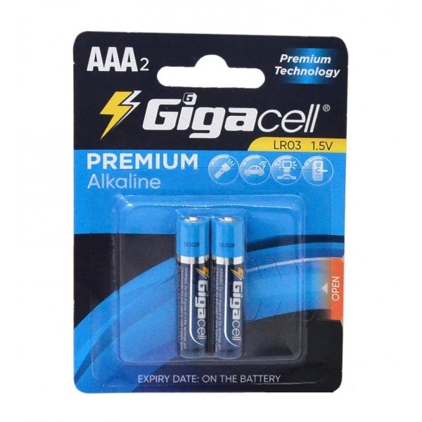 باتری نیم قلمی گیگاسل آلکالاین مدل Premium Alkaline بسته 2 عددی