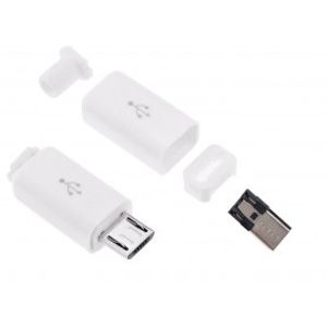 کانکتور USB Micro نری (Plug) به همراه کاور سفید بسته 5 تایی