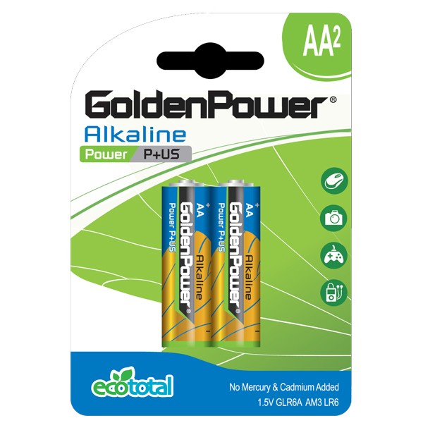 باتری قلمی 1.5 ولت گلدن پاور آلکالاین Alkaline مدل AA2 GoldenPower