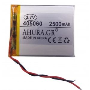 باتری لیتیوم پلیمر 3.7v ظرفیت 2500mAh مارک AHURA.GR کد 405060