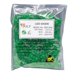 LED اوال سبز 5mm تابلو روانی مارک VOLT بسته1000 تایی