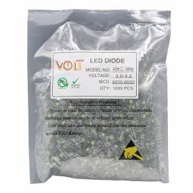 LED کلاهی چیپ بزرگ سفید 5mm مارک VOLT بسته1000 تایی