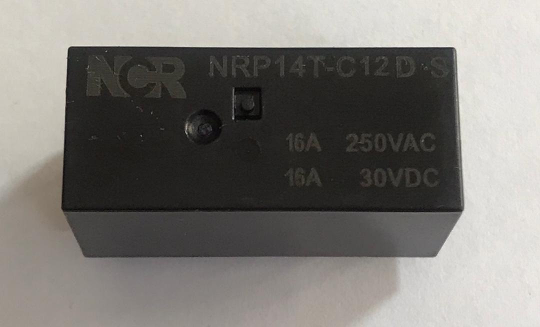 رله NCR کتابی 12 ولت 8 پایه 16 آمپر مدل NRP14T-C12D-S