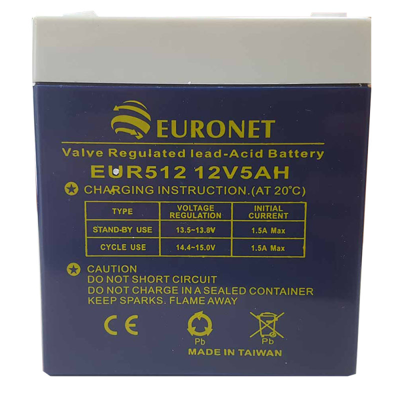 باتری خشک 12 ولت 5 آمپر ساعت مارک یورونت EURONET مدل EUR512