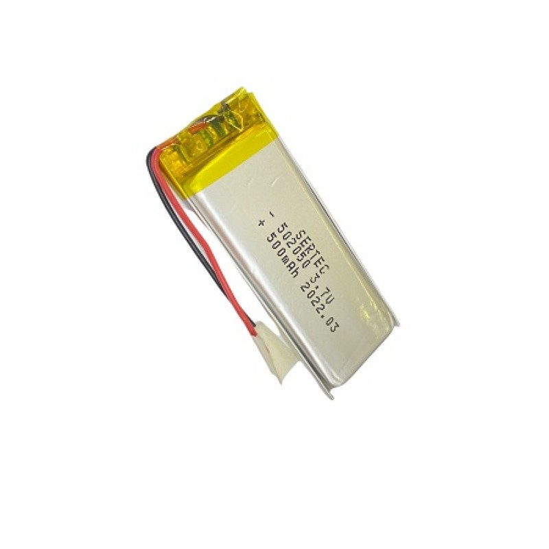 باتری لیتیوم پلیمر 3.7v ظرفیت 500mAh مارک SERTEC کد 502050