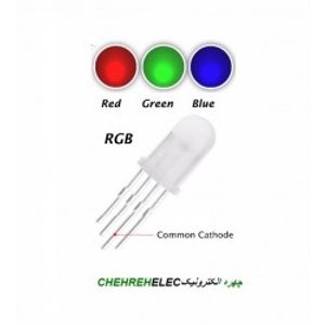 LED مات 5mm سه رنگ RGB کاتد (پایه کوتاه)
