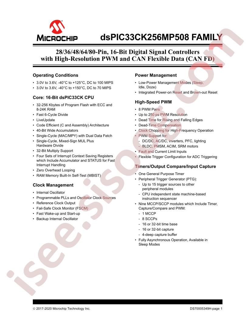 dsPIC33CK256MP508 Family Datasheet