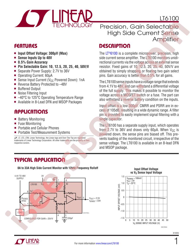 LT6100 Datasheet