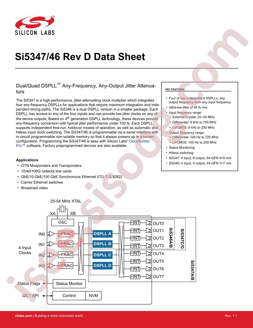 SI5346, SI5347 Datasheet