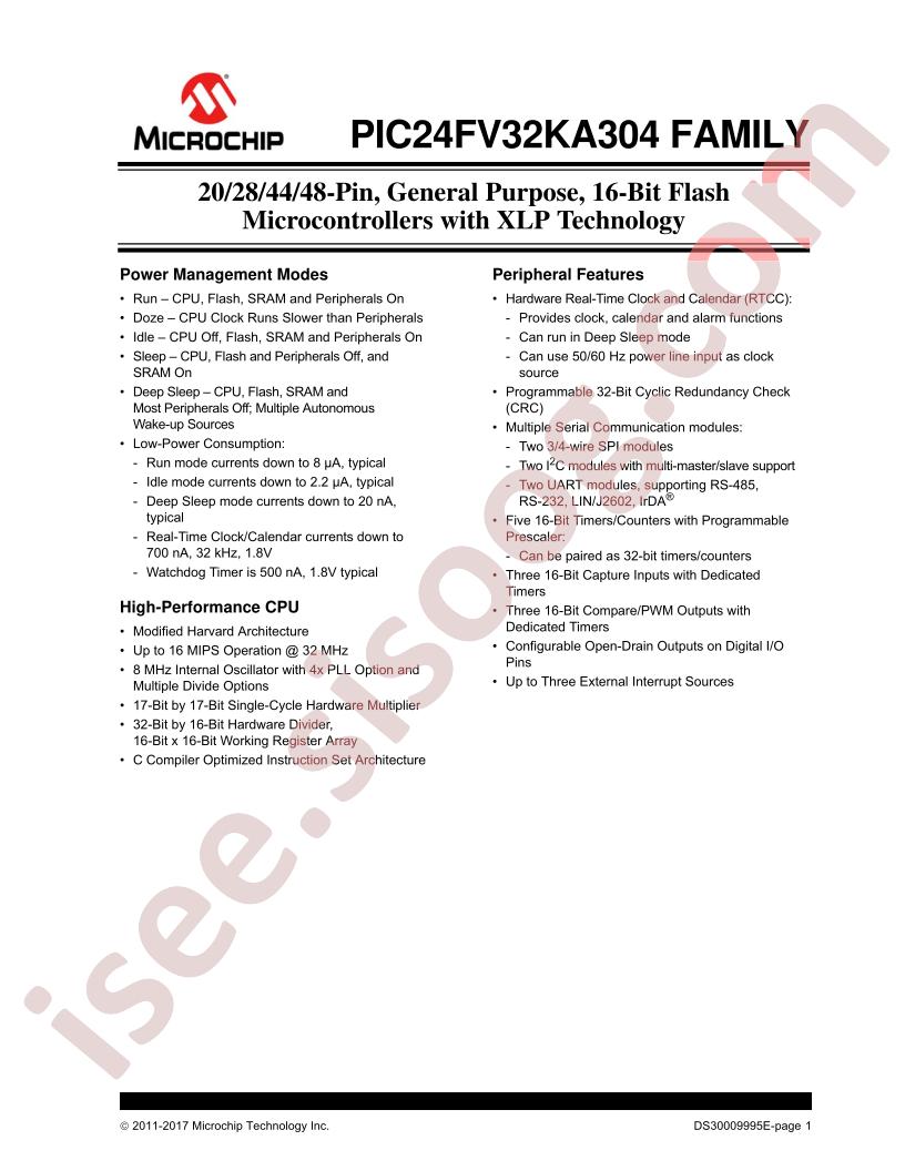 PIC24FV32KA304 Family Datasheet