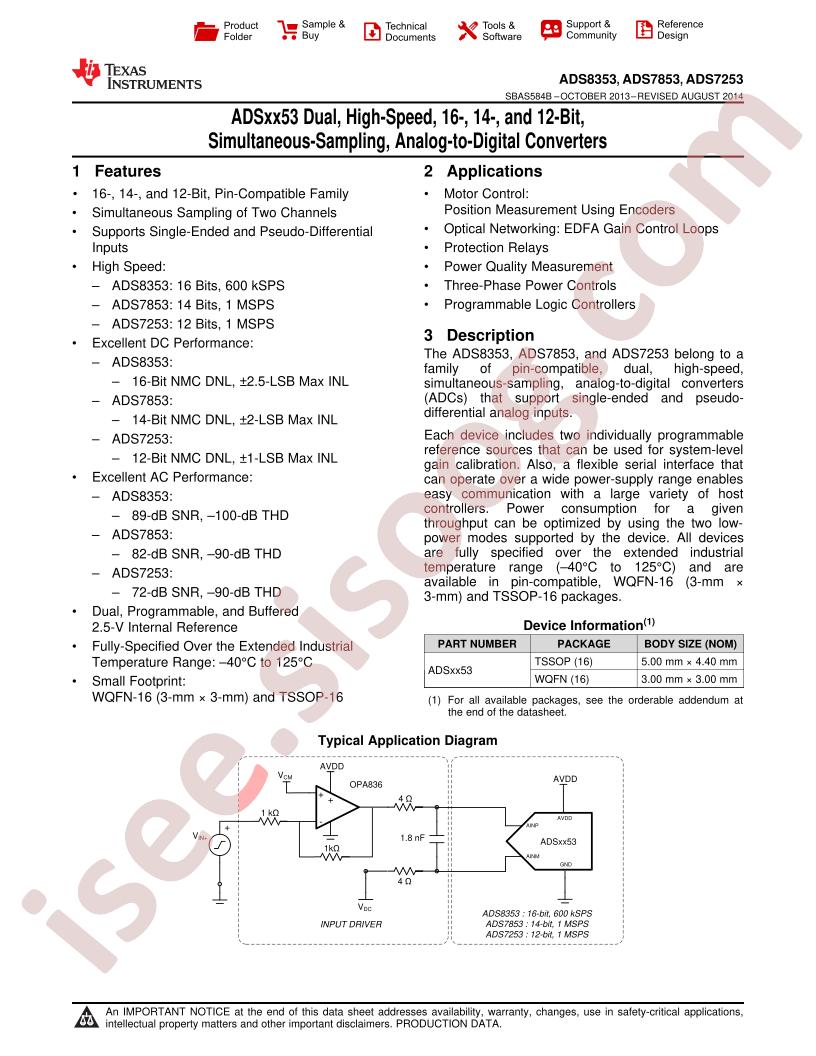 ADS7253, 7853, 8353 Datasheet