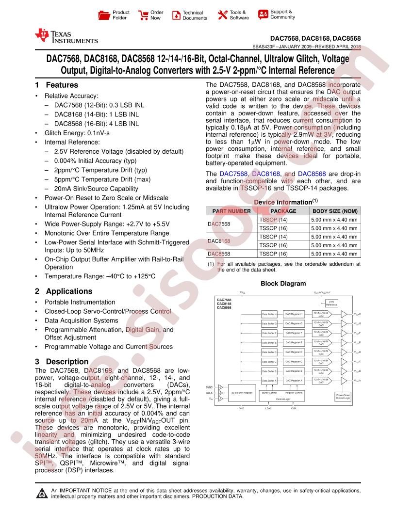 DAC7568,8168,8568 Datasheet