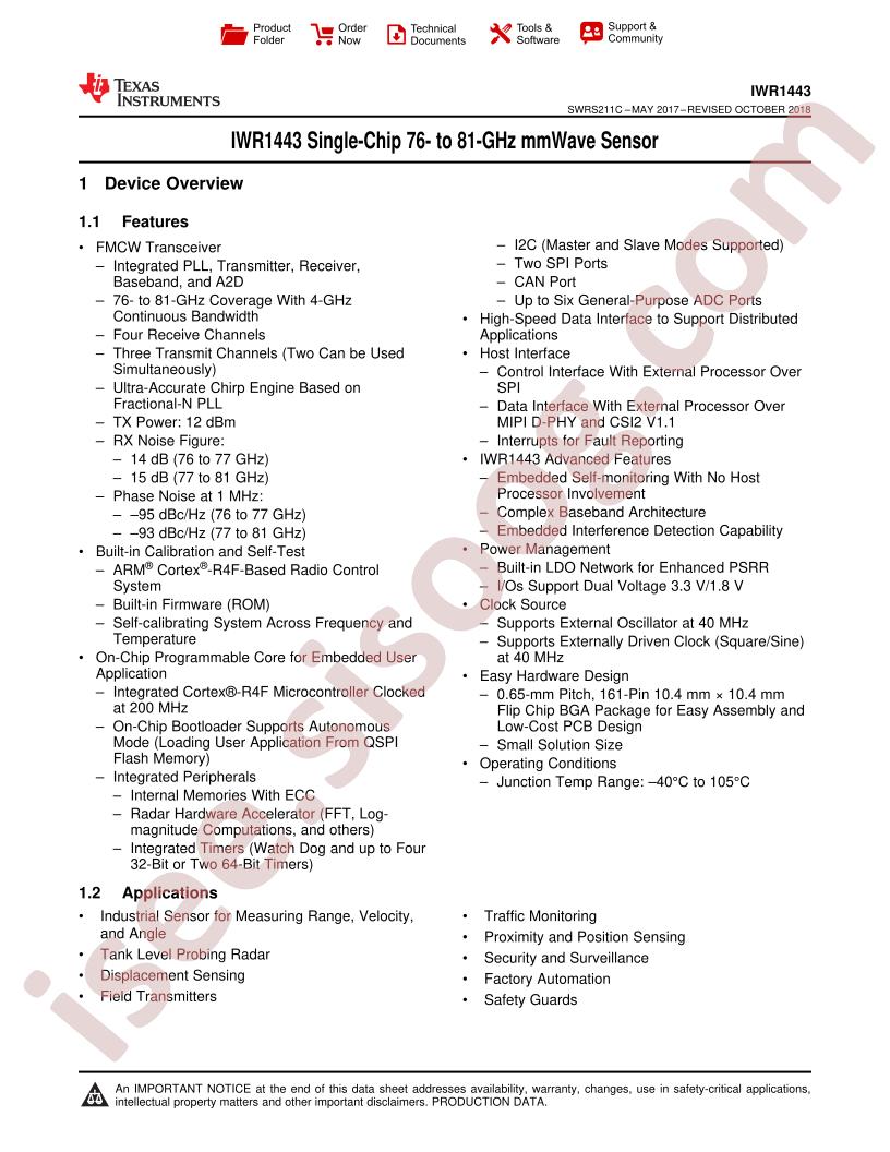 IWR1443 Datasheet