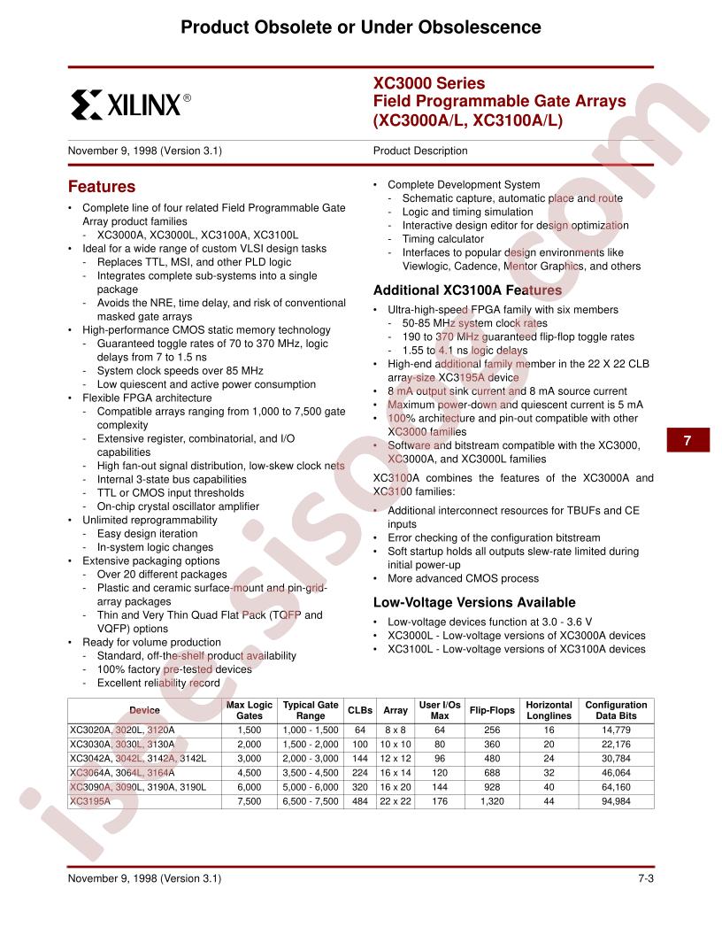 XC3000A/L XC3100A/L Series