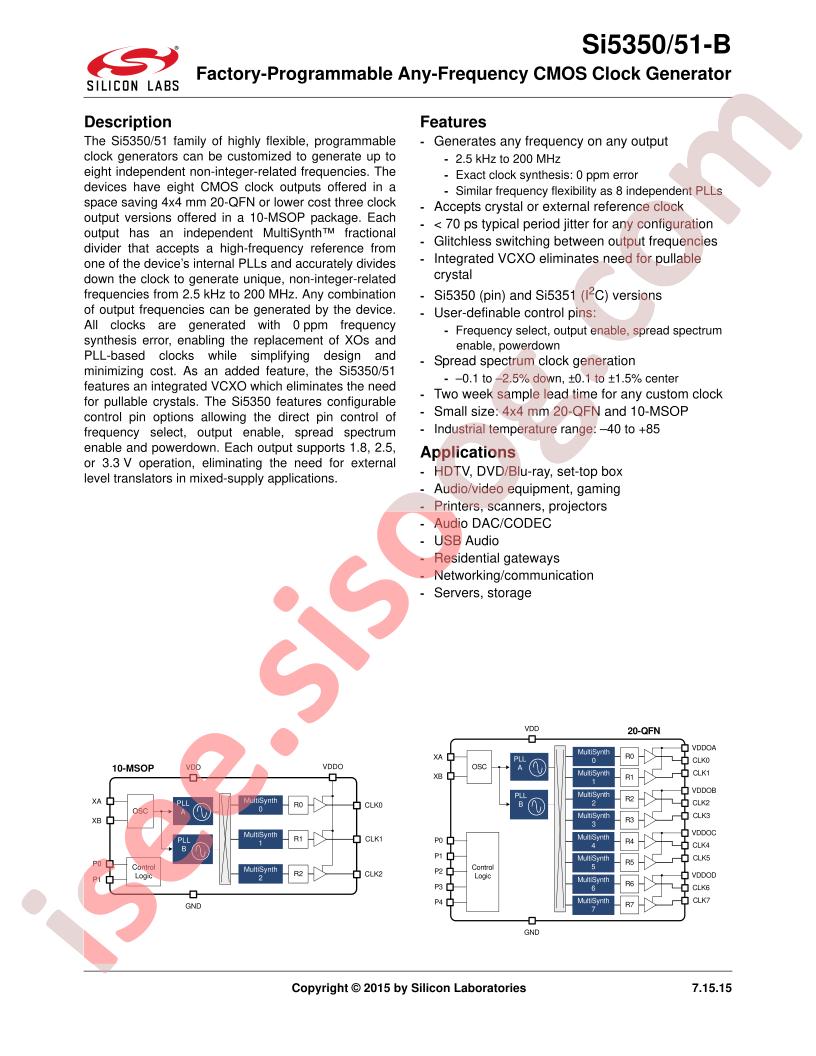 SI5350-B, SI85351-B Data Short