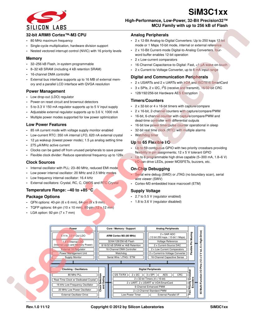 SIM3C1xx Datasheet