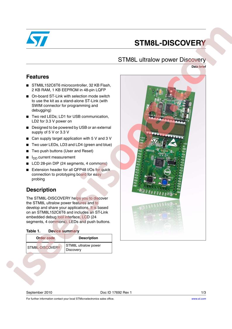 STM8L-DISCOVERY Data Brief