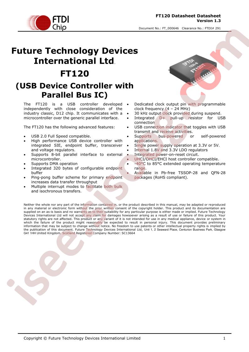 FT120 Datasheet