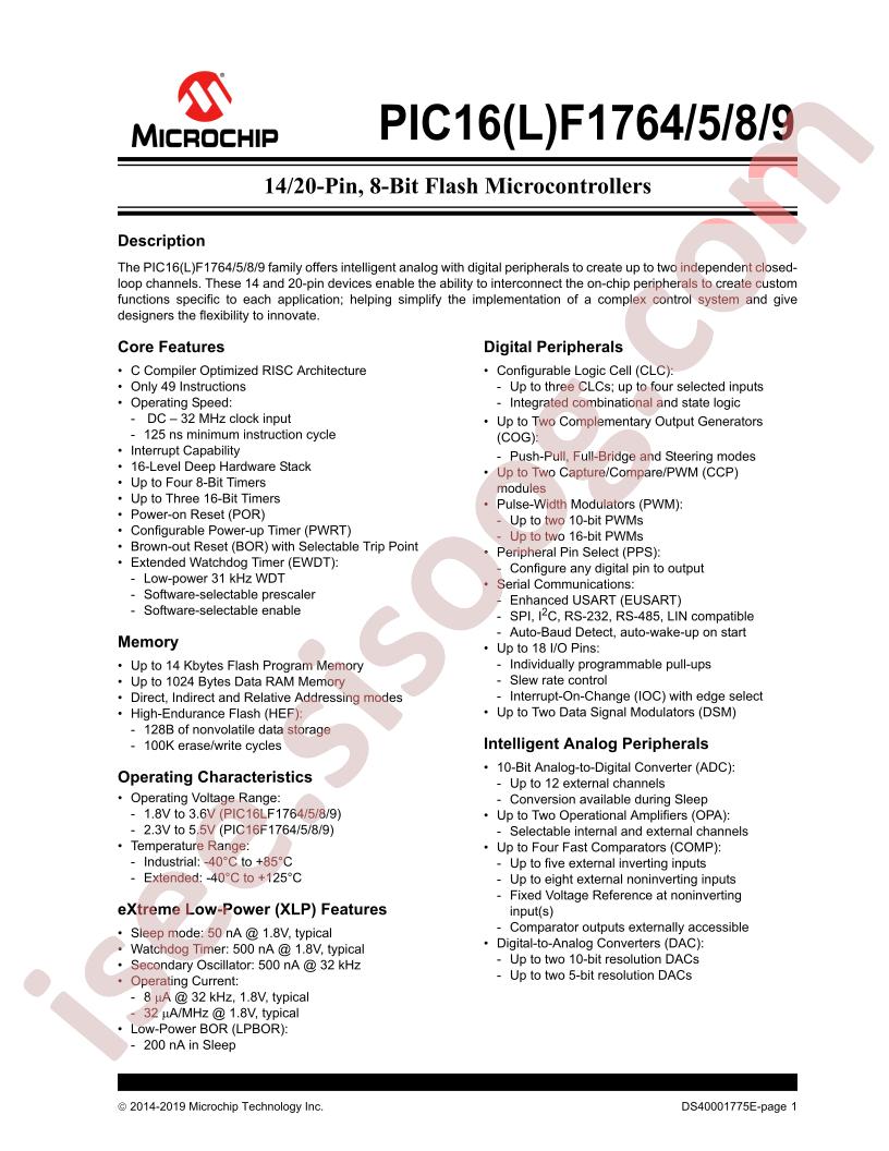 PIC16(L)F1764/5/8/9 Datasheet