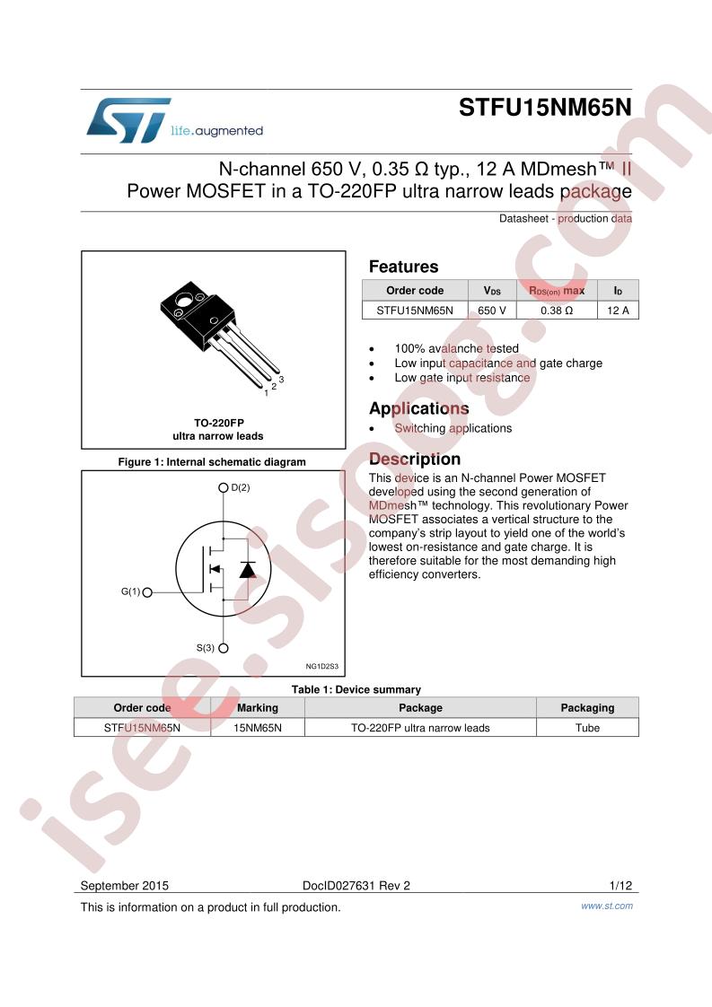 STFU15NM65N
