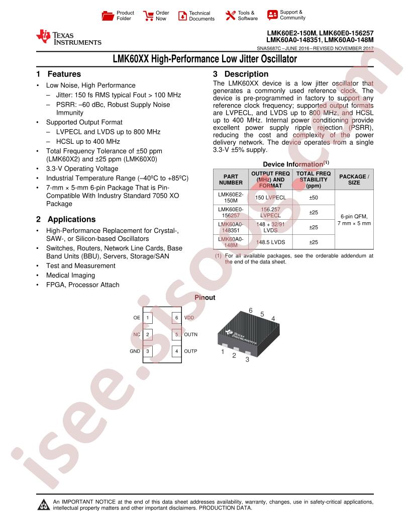 LMK60Ex-x, LMK60A0-x Datasheet