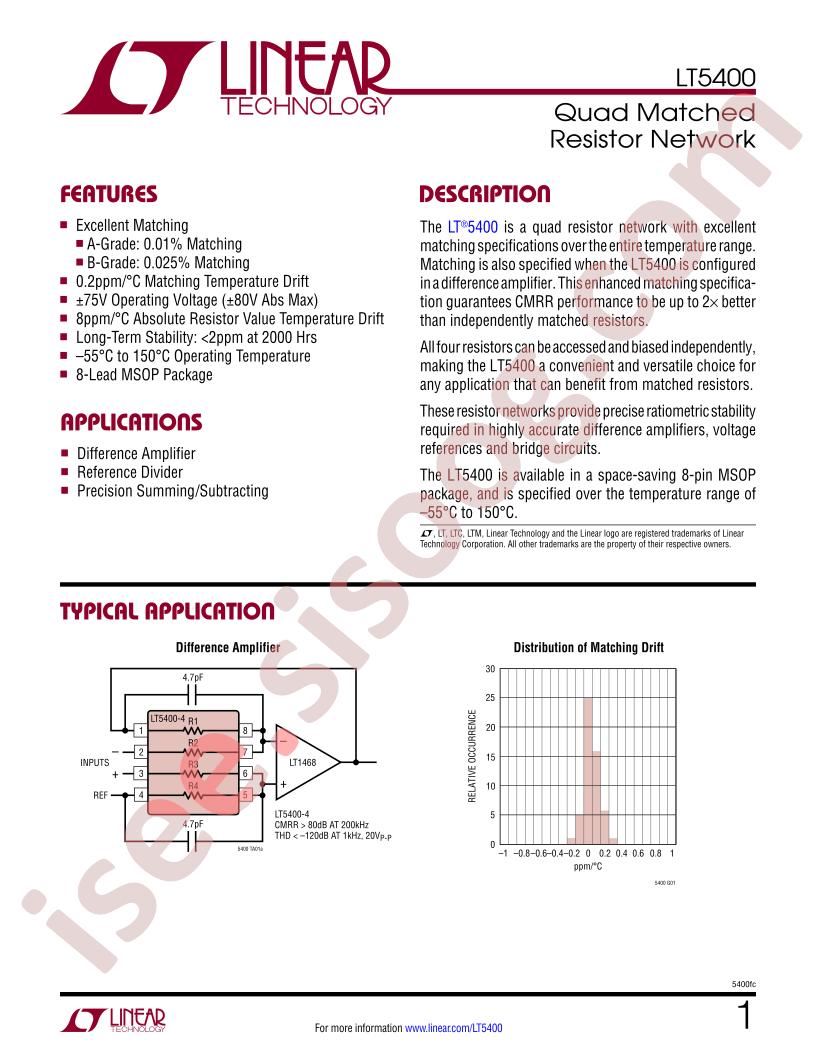 LT5400 Datasheet