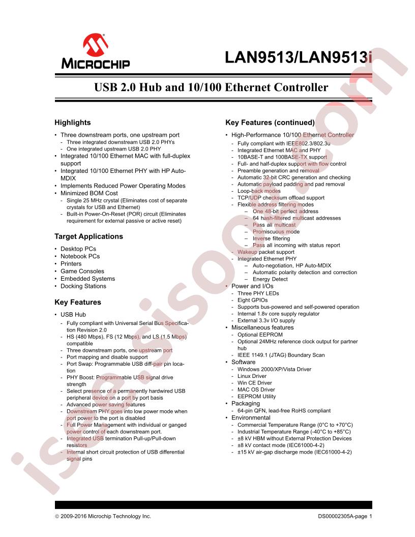 LAN9513/LAN9513i Datasheet