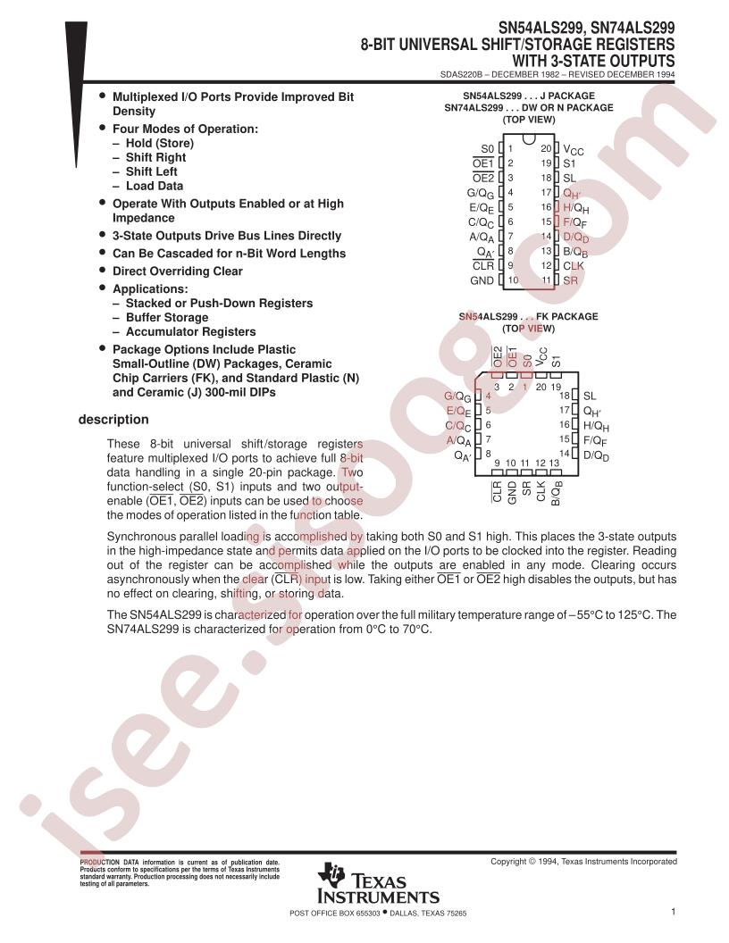 SN54ALS299, SN74ALS299