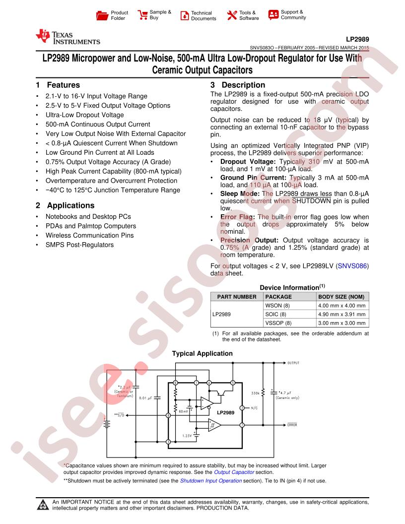 LP2989 Datasheet