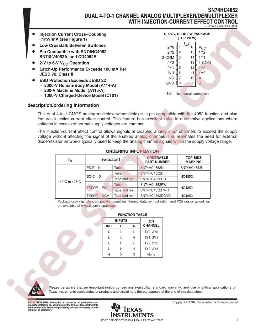 SN74HC4852