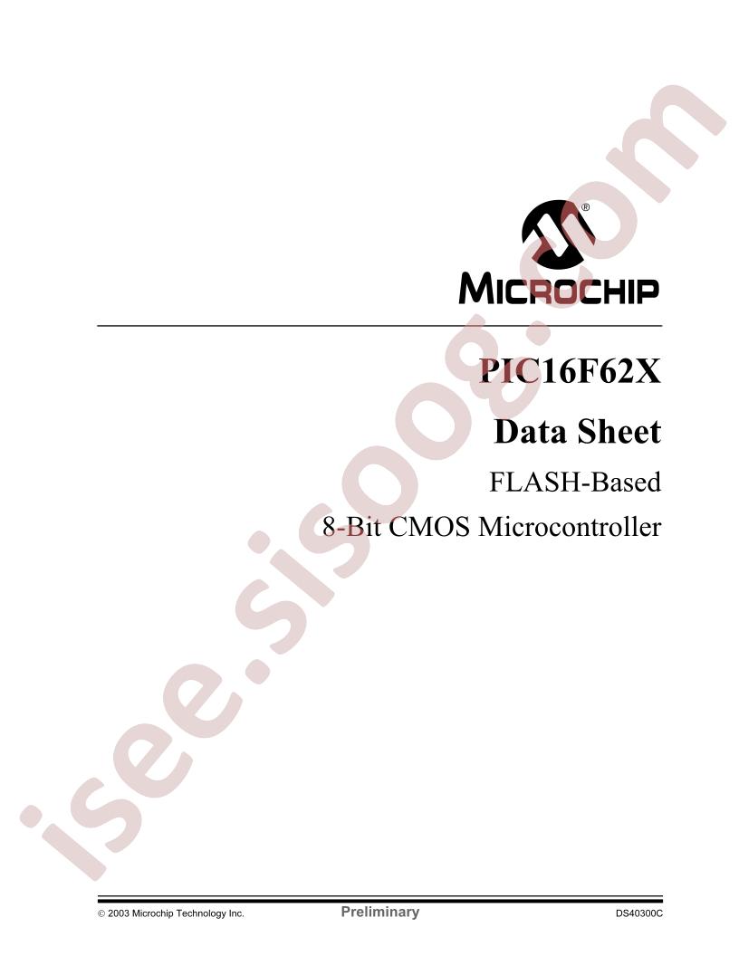 PIC16F62x Datasheet