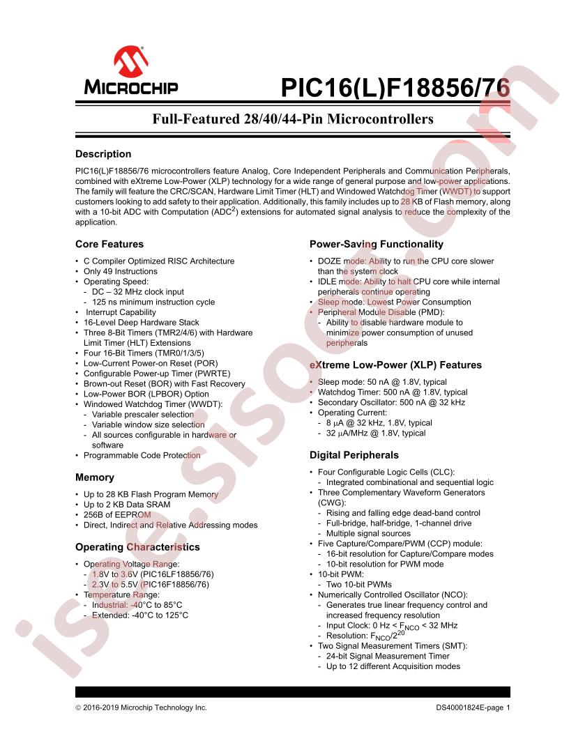 PIC16(L)F18856,76 Datasheet