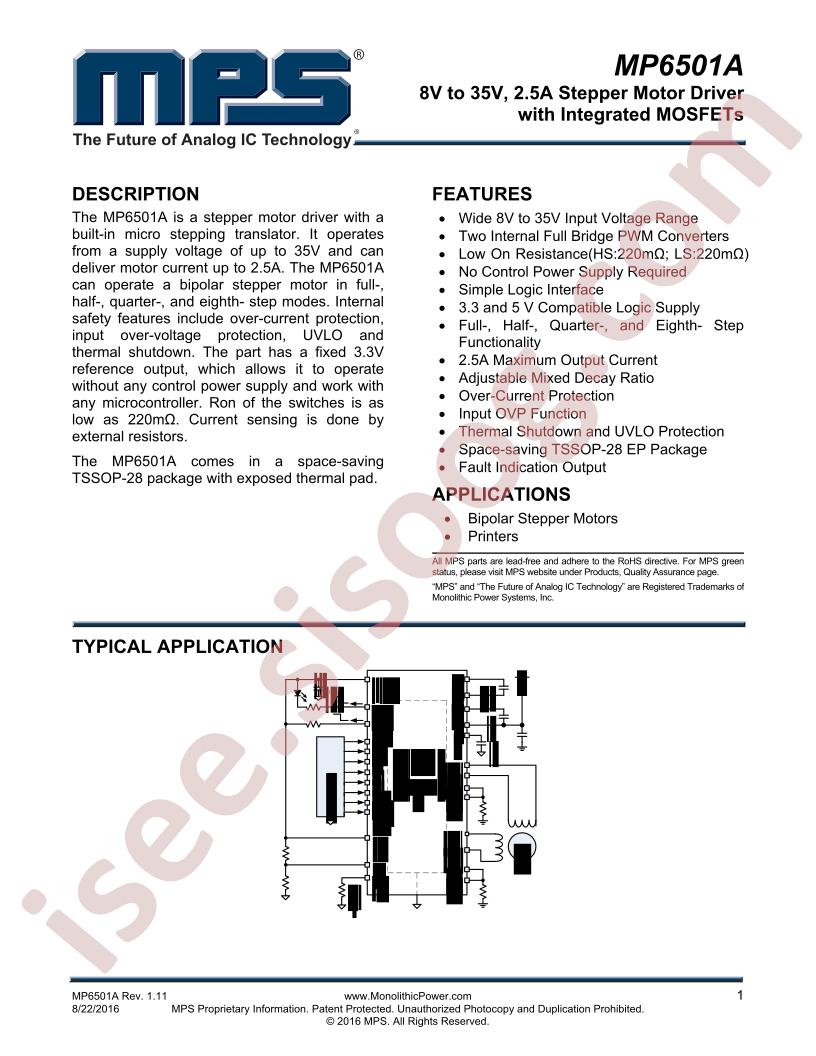 MP6501A Datasheet