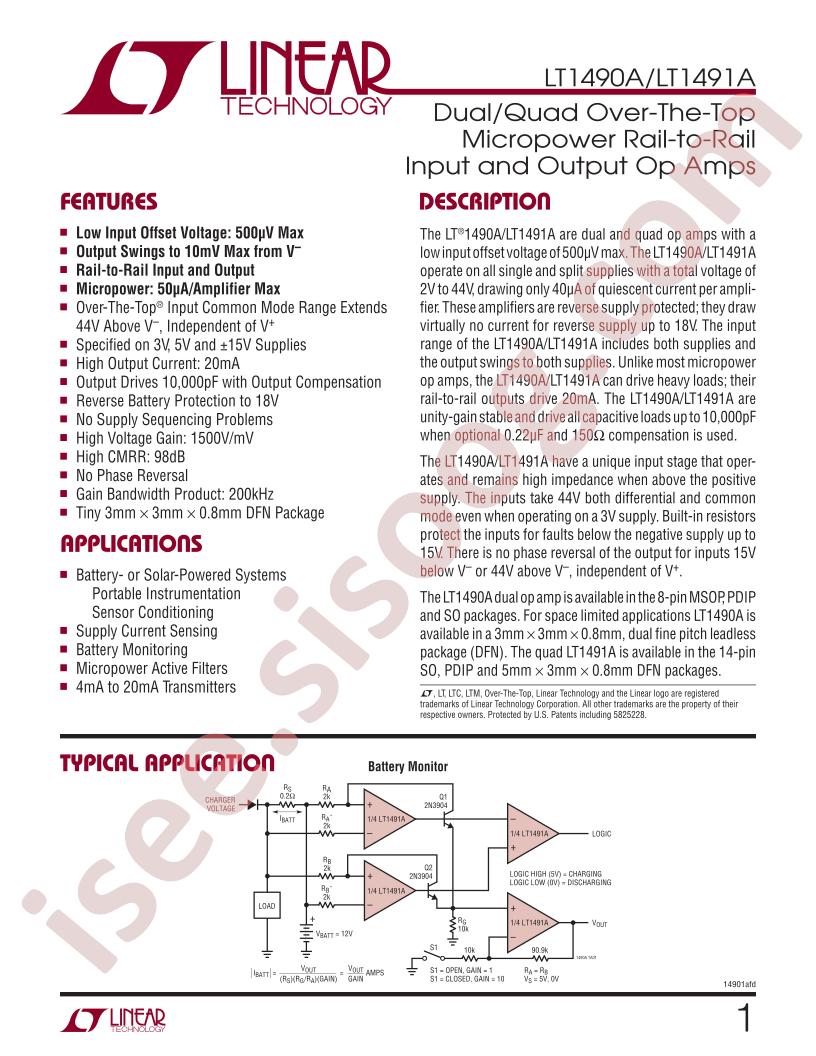 LT1490A, LT491A Datasheet