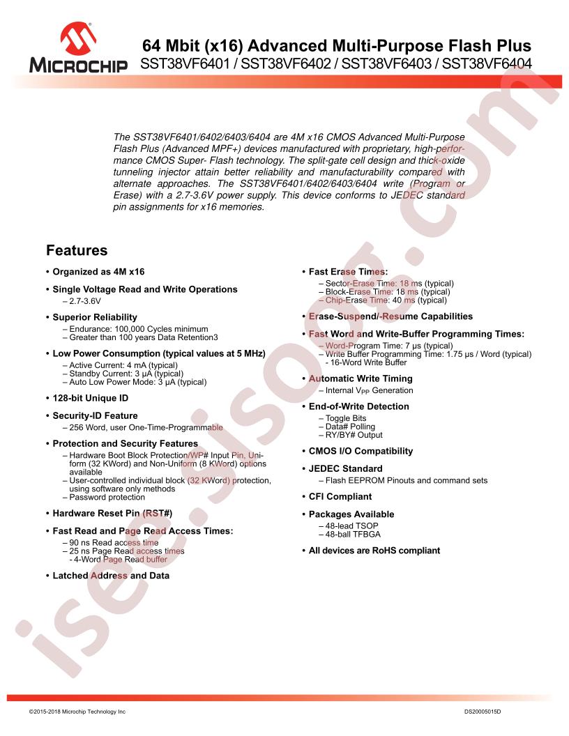 SST38VF6401-04 Datasheet