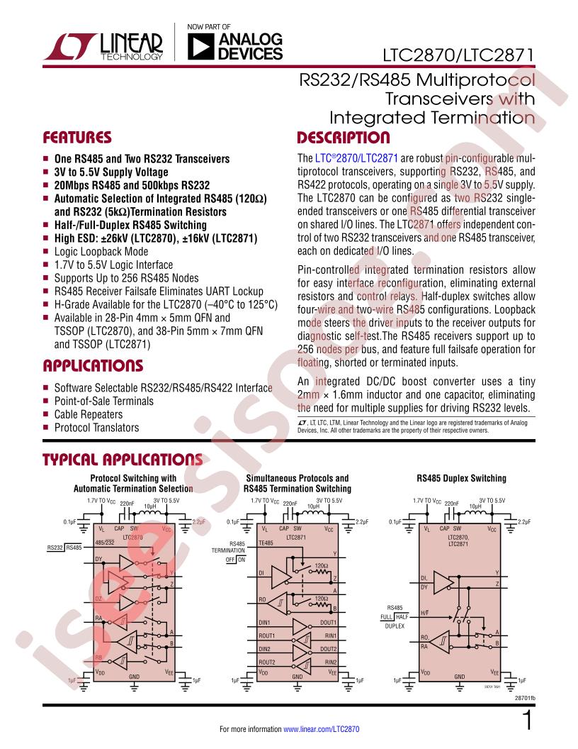 LTC2870, LTC2871 Datasheet