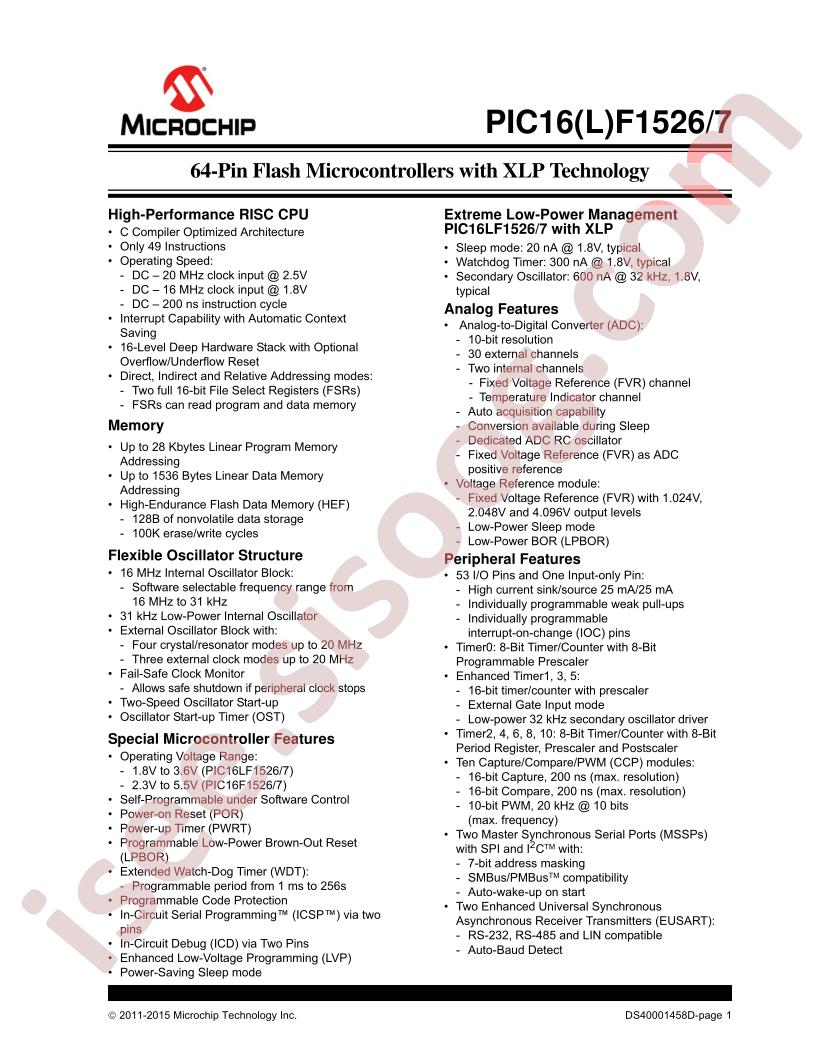 PIC16F(LF)1526/1527 Datasheet