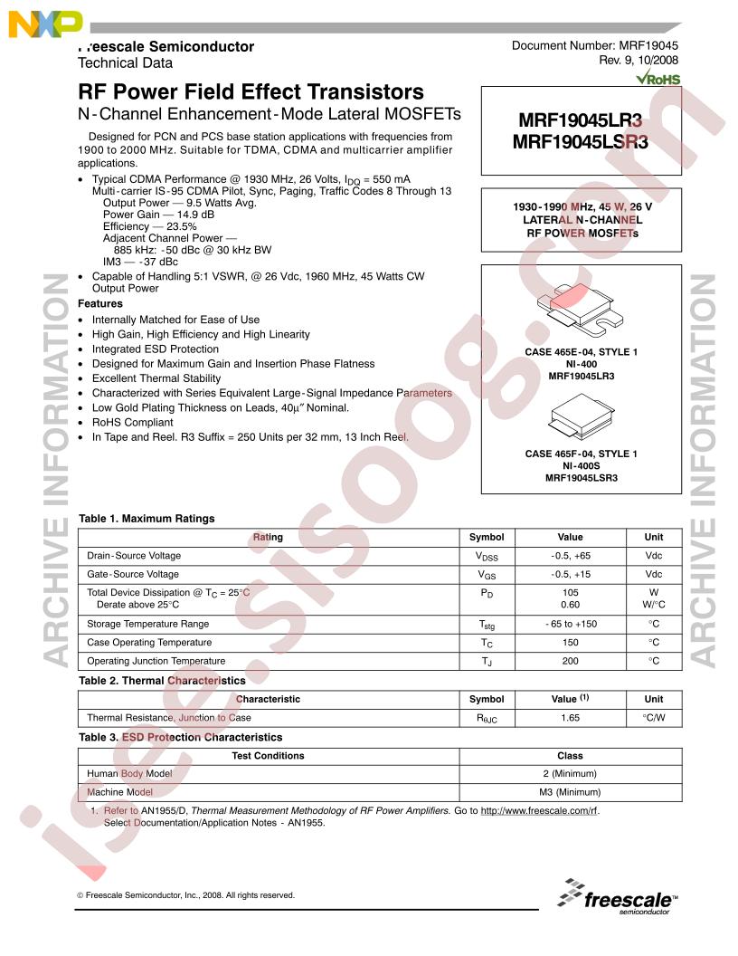 MRF19045LR3/LSR3