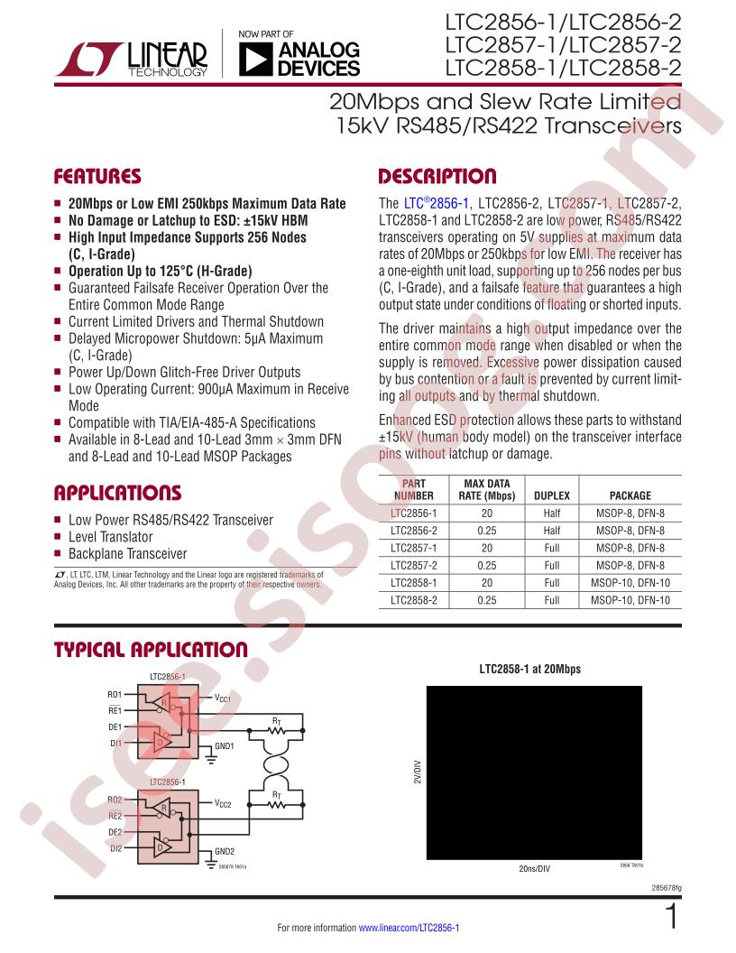 LTC2856-58(-1,-2) Datasheet